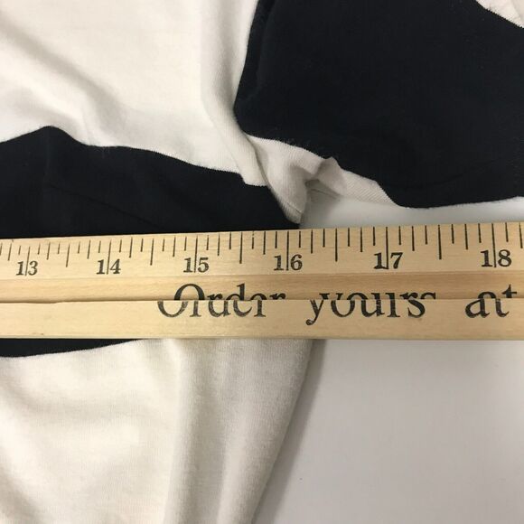 LOFT Dress Womens 2 Black Ivory Wide Stripe Flutter Sleeve Ruffle Hem Waist Sash - Picture 9 of 12